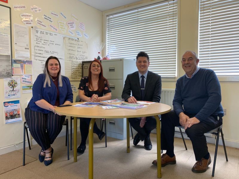 L-r Addaction South Lanarkshire support workers Sandra Bell and Kirstie Crosbie, MP Ged Killen and Addaction Scotland associate director Steve Ebbitt. 